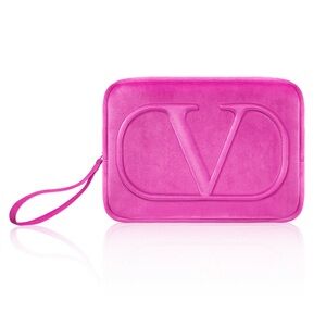 Valentino Vibrant Pink Velvet Clutch / pouch